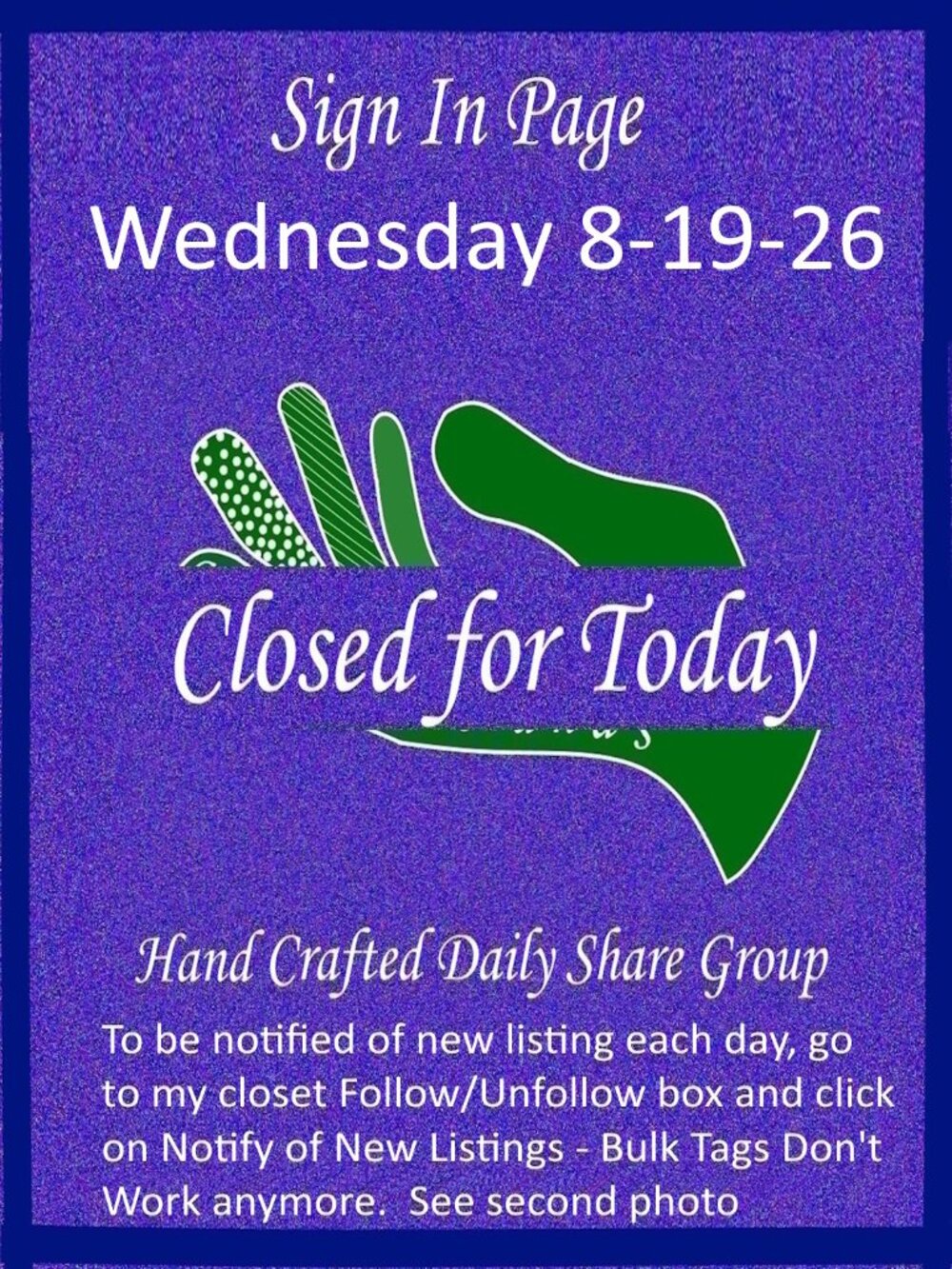 Wednesday 8-19-2026 Hand Crafted Handmade Share Group Part One - Sign In